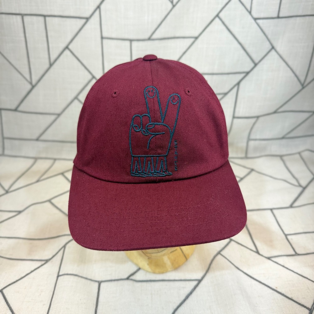 Stance Peace Sign Hat OS Maroon Burgundy Embroidered‎ Adjustable Strap Back Cap